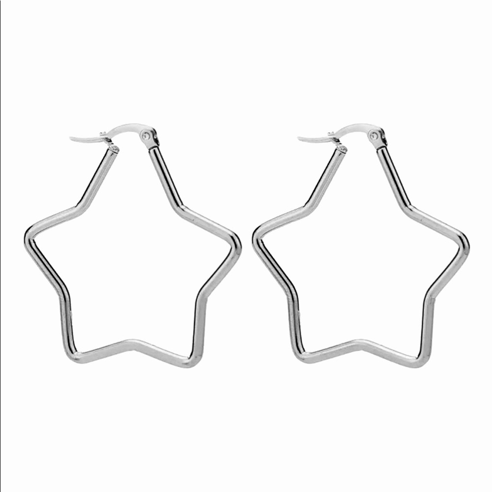 💖 Hypoallergenic Stainless Steel Star Hoop Earrings NEW